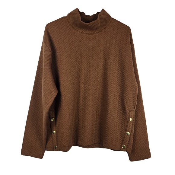 J.CREW Sweaters - J Crew Factory Womens Large Brown Herringbone Pullover Sweater New